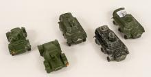 FIVE DINKY TOYS MILITARY VEHICLES