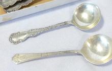 TWO SETS OF STERLING SOUP SPOONS
