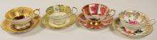 4 ENGLISH CUPS & SAUCERS