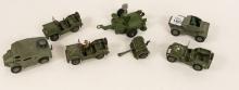 SEVEN DINKY TOYS MILITARY VEHICLES