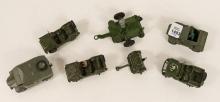 SEVEN DINKY TOYS MILITARY VEHICLES