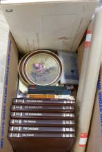 BOX LOT OF BOOKS AND ARTWORK