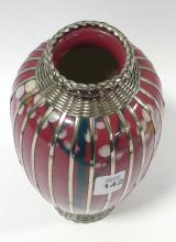 JAPANESE SILVER OVERLAY VASE