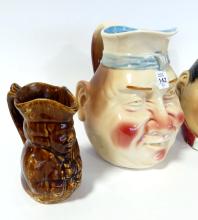 THREE "FACE" JUGS AND TOBY JUG