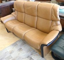 STRESSLESS RECLINING SOFA WITH OTTOMAN