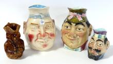 THREE "FACE" JUGS AND TOBY JUG