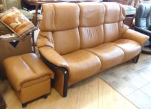 STRESSLESS RECLINING SOFA WITH OTTOMAN