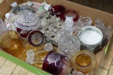 GLASSWARE, CARVINGS, ETC.