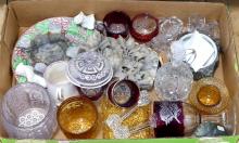 GLASSWARE, CARVINGS, ETC.
