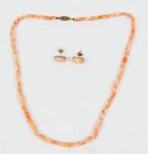 CORAL NECKLACE & EARRINGS
