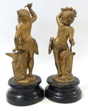 PAIR OF ANTIQUE SPELTER SCULPTURES