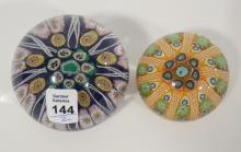 TWO MILLEFIORI ART GLASS PAPERWEIGHTS