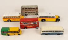 SIX TOY BUSES