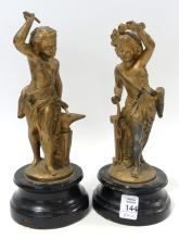 PAIR OF ANTIQUE SPELTER SCULPTURES