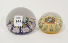 TWO MILLEFIORI ART GLASS PAPERWEIGHTS