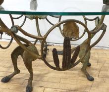 ARTISAN BRONZE "WILD GAME" COFFEE TABLE