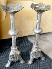 PAIR PILLAR CANDLESTICK HOLDERS