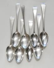 EIGHT GEORGIAN STERLING SPOONS