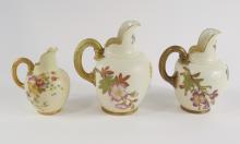 THREE ROYAL WORCESTER CREAM JUGS
