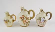 THREE ROYAL WORCESTER CREAM JUGS