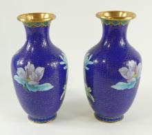 PAIR OF CHINESE CLOISONNE VASES