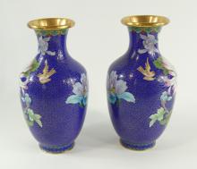 PAIR OF CHINESE CLOISONNE VASES