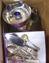 BOX LOT OF SILVERPLATE