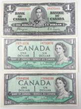 3 CANADIAN $1 BILLS