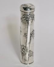 CHINESE STERLING CYLINDRICAL BOX