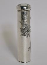 CHINESE STERLING CYLINDRICAL BOX