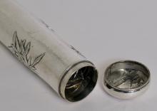 CHINESE STERLING CYLINDRICAL BOX