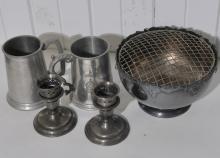 SILVERPLATE BOWL AND PEWTER