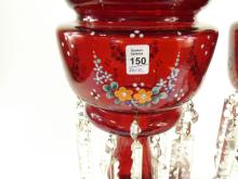 PAIR OF VICTORIAN RUBY GLASS LUSTRES