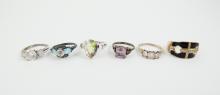 6 STERLING SILVER RINGS