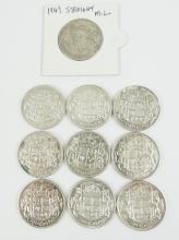 10 CANADIAN SILVER 50-CENTS