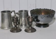 SILVERPLATE BOWL AND PEWTER