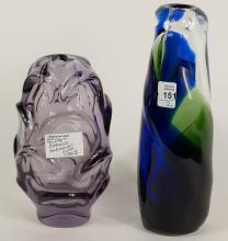 TWO MCM ART GLASS VASES