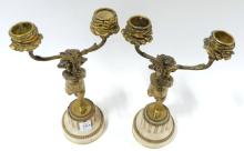 PAIR OF BRONZE CANDELABRA