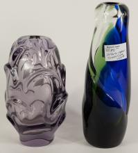 TWO MCM ART GLASS VASES