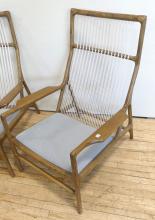 PAIR OF FUNKY OAK ARMCHAIRS