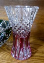 BOHEMIAN CRYSTAL BOWL AND VASE