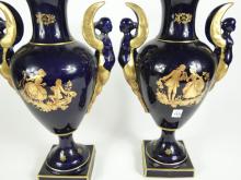 PAIR PORCELAIN URNS