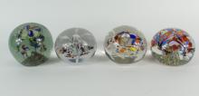 4 ART GLASS PAPERWEIGHTS