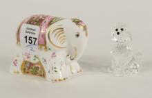 DERBY PAPERWEIGHT AND SWAROVSKI FIGURE