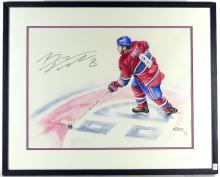 AUTOGRAPHED BRANDON PRUST WATERCOLOUR & HOCKEY STICK