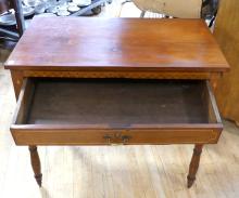 19TH CENTURY INLAID CHERRY CONSOLE TABLE