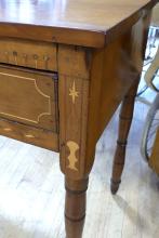 19TH CENTURY INLAID CHERRY CONSOLE TABLE