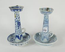 TWO EARLY OIL LAMPS