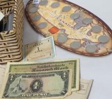 BASKET OF COINS AND TOKENS