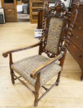 PAIR OF ANTIQUE OAK ARMCHAIRS